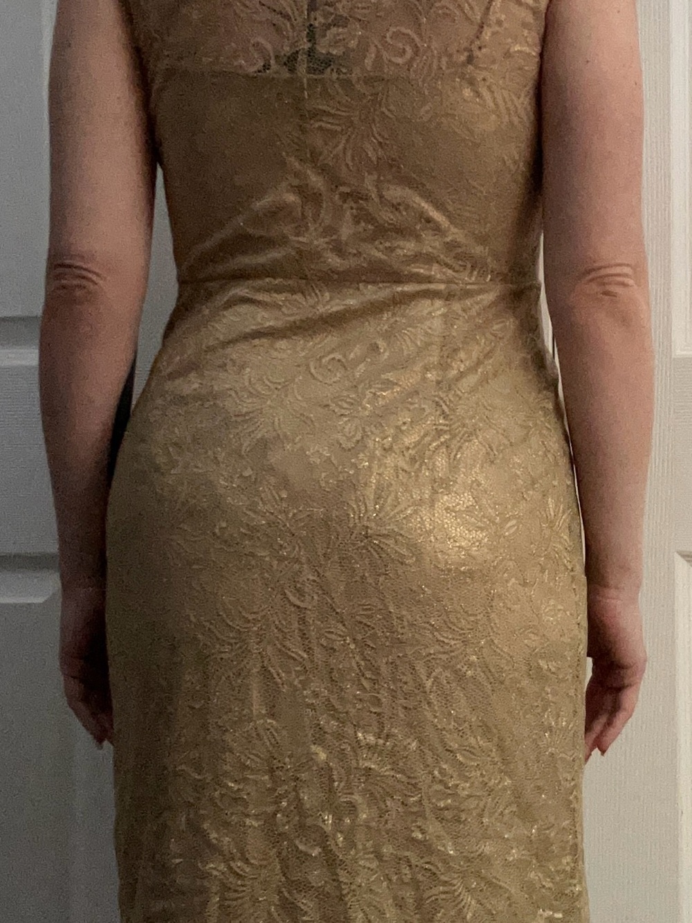 BCBGMaxAzria Gold Lace Sheath Dress - Picture 2 of 3